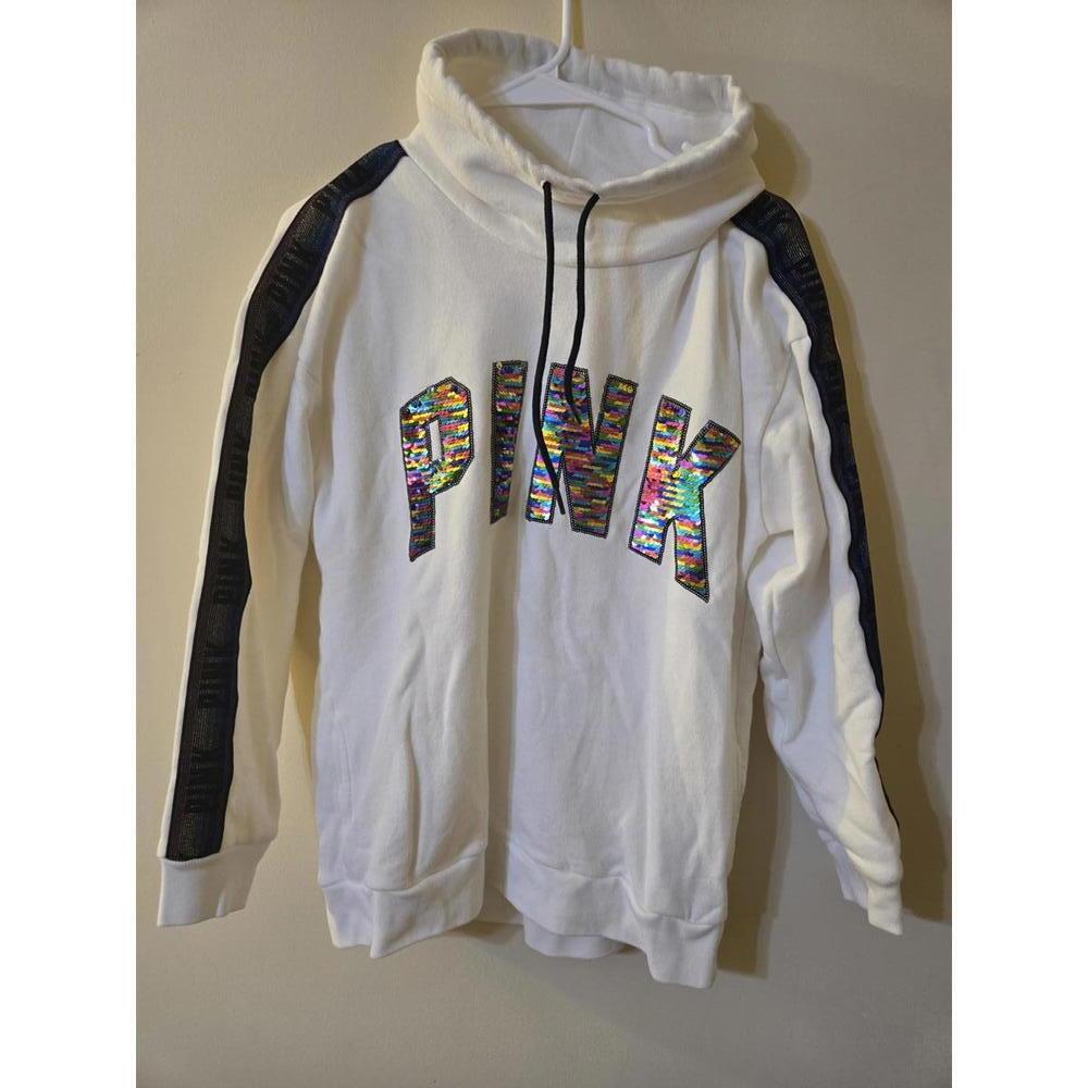 Victoria's Secret PINK Women's White cowl neck with Sequin Logo